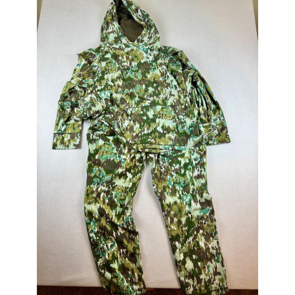 Isaac Mizrahi Live Womens Camo Print Hoodie and Pants Lounge Set Green 3X 1X